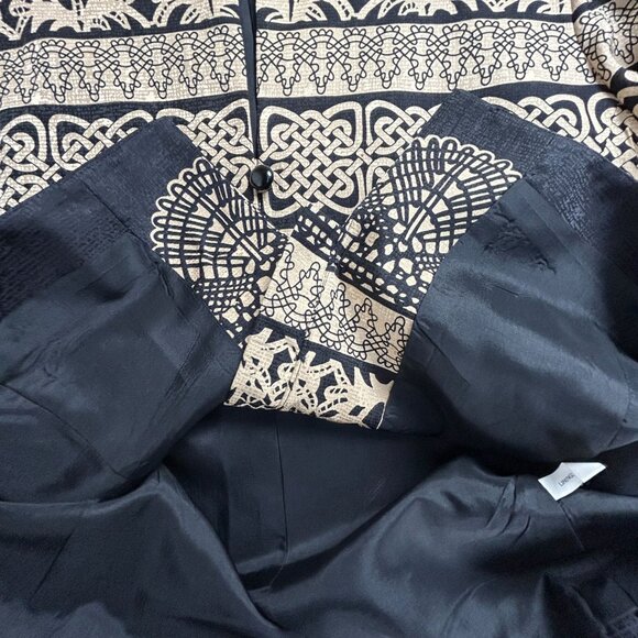 Adrianna Papell Womens Black Beige Silk Button Front Jacket Abstract Floral Sz 8 - Picture 5 of 8